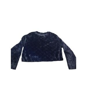 Zara Fuzzy‎ Cropped Pullover Sweater Quilted Texture Black Medium